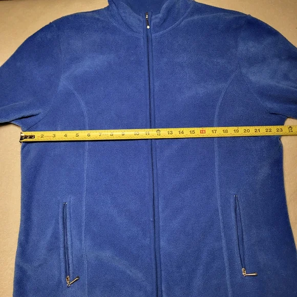 Women's Blue Full Zip Fleece Jacket With Stand-Up Collar - Picture 10 of 10